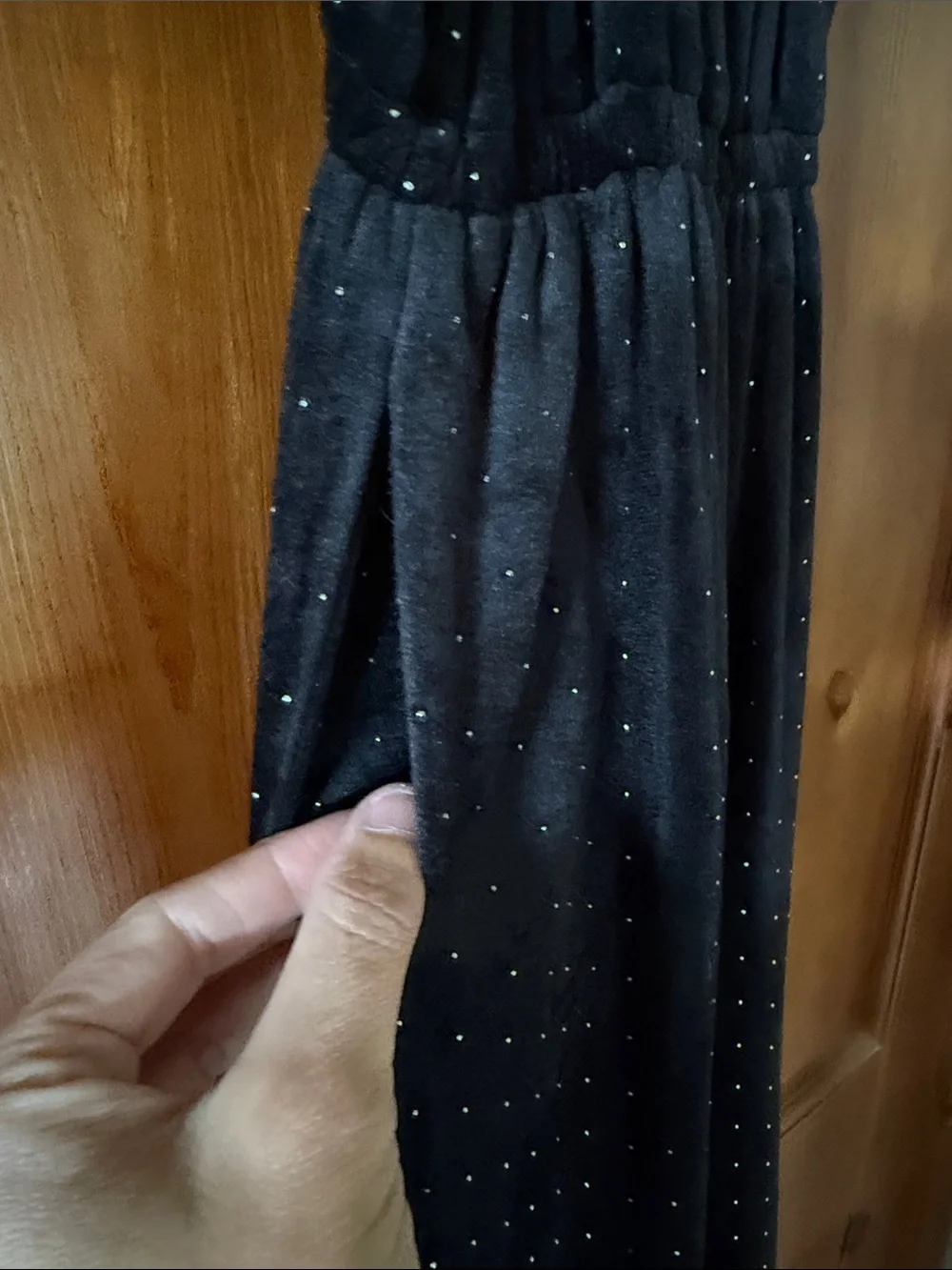Tahari Black Velour Maxi jumper with Subtle Sparkle